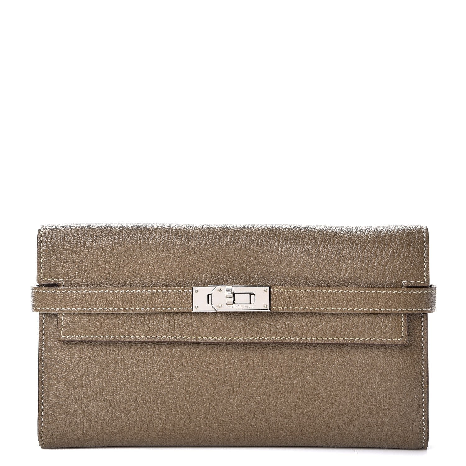 Hermes Chevre Mysore Kelly Longue Wallet Etoupe 1 of 7
