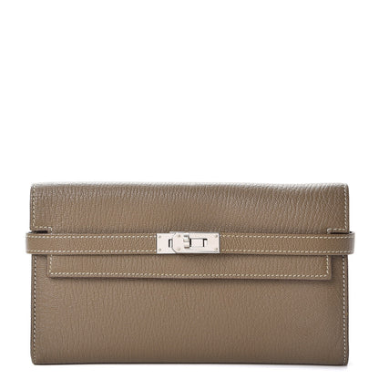 Hermes Chevre Mysore Kelly Longue Wallet Etoupe 1 of 7