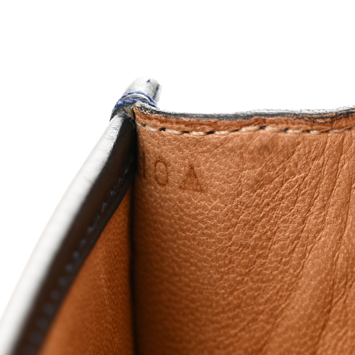 Calfskin Box Pochette Shoulder Bag Gold Bleu Marine
