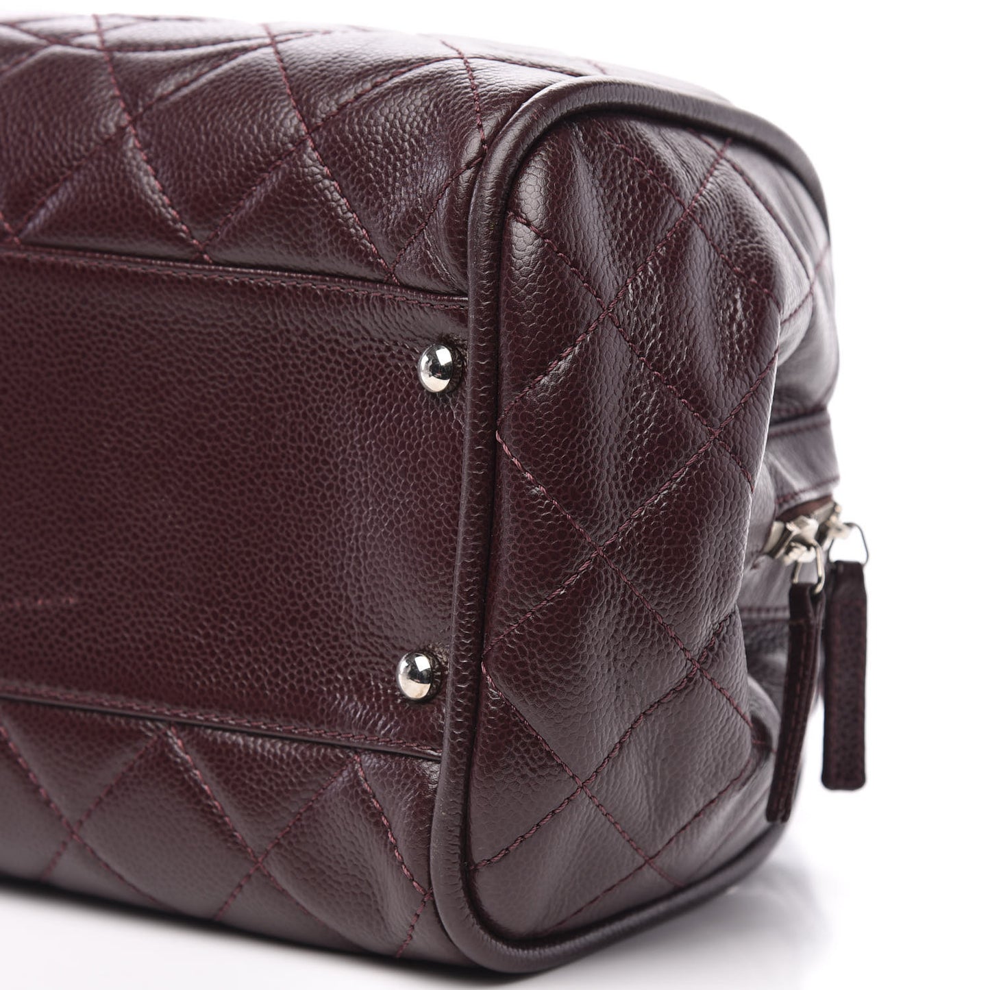 Caviar Quilted CC Timeless Bowler Burgundy
