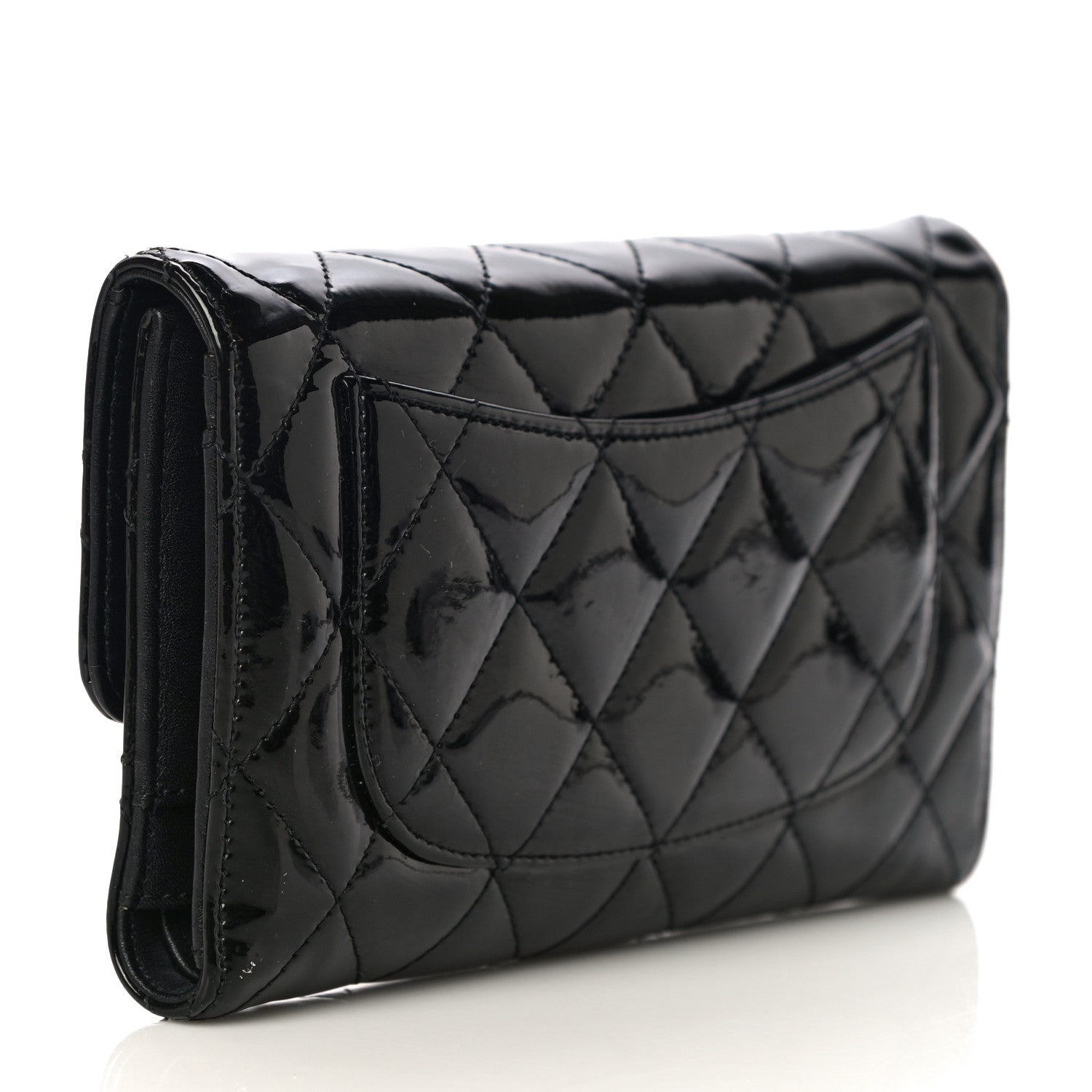 Chanel Patent Quilted Large Flap Wallet Black 3 of 16
