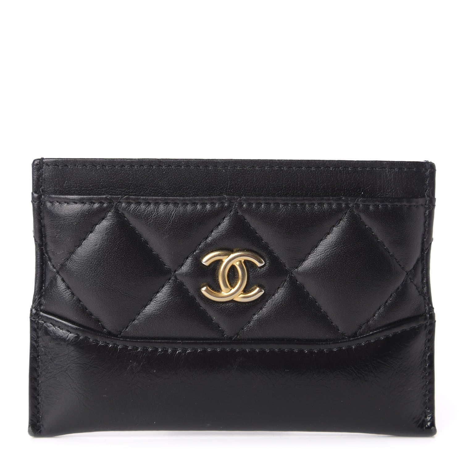 Chanel Aged Calfskin Quilted Gabrielle Card Holder Black 1 of 8