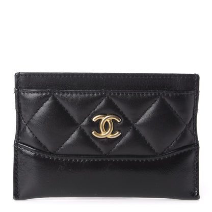 Chanel Aged Calfskin Quilted Gabrielle Card Holder Black 1 of 8