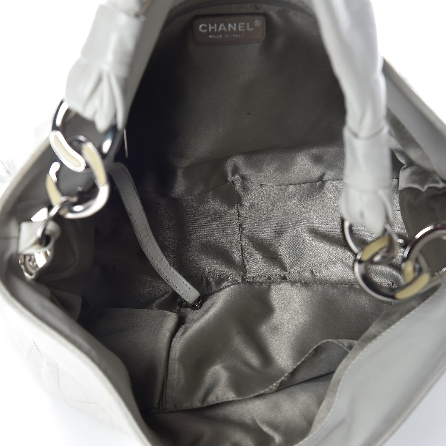 Chanel Calfskin Quilted Chain Hobo White 5 of 24