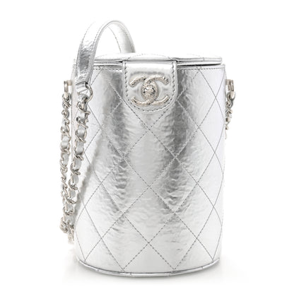 Chanel Hammered Metallic Calfskin Quilted Vanity Clutch With Chain Silver 1 of 10