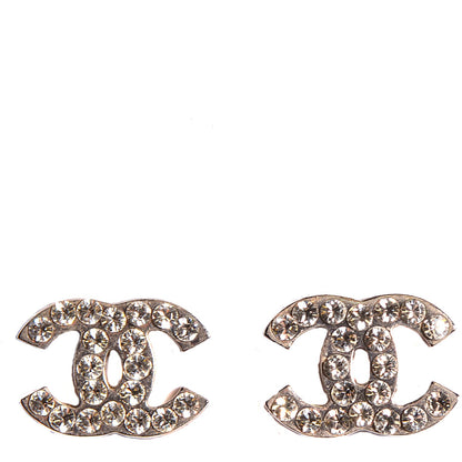 Chanel Crystal Timeless CC Earrings Silver 1 of 4