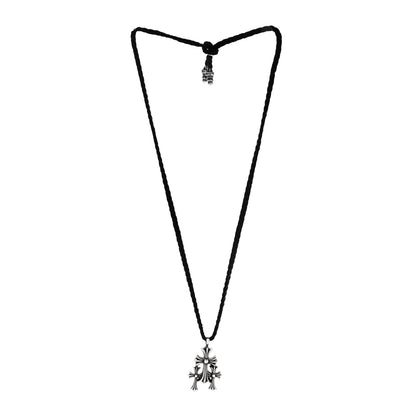 Chrome Hearts Sterling Silver Leather Triple Cross Pendant Necklace 3 of 7