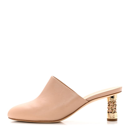 Chanel Calfskin CC Chain Mules Sandals 39.5 Beige 1 of 9