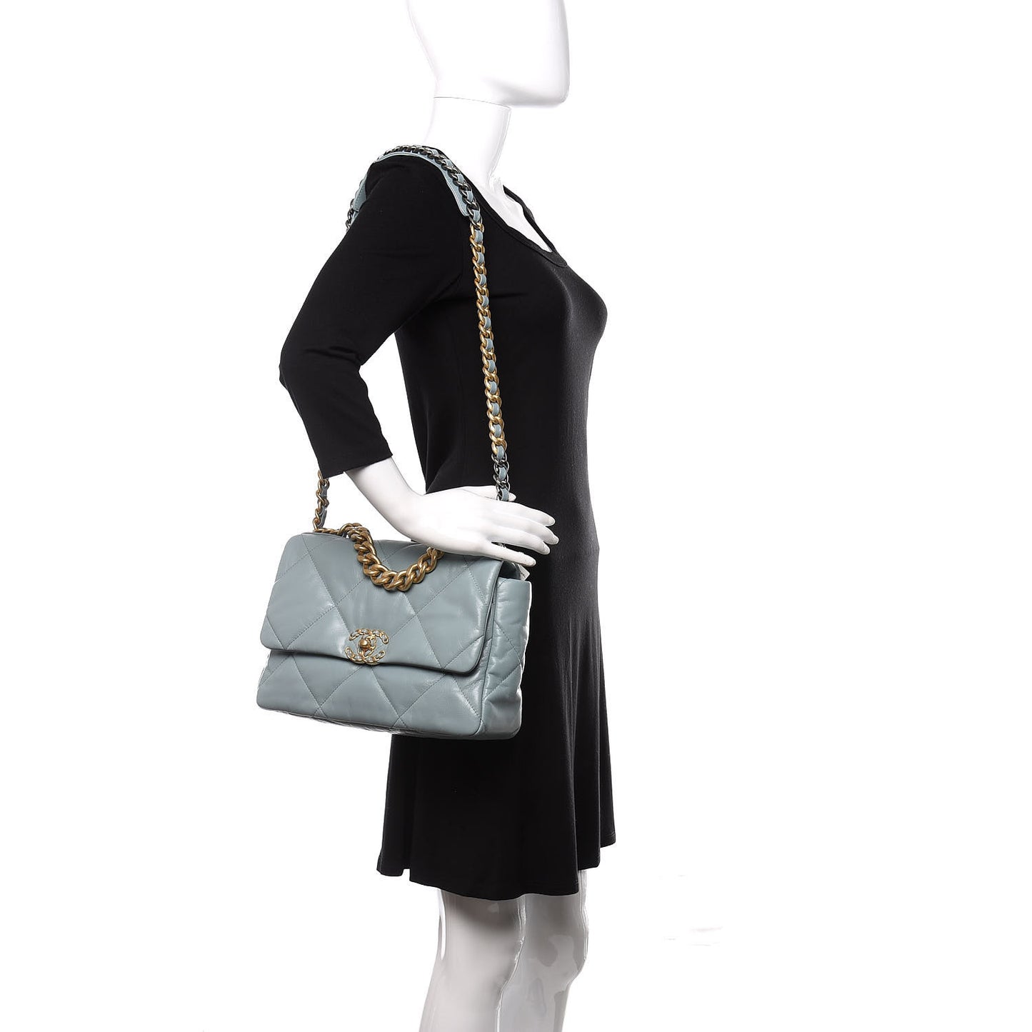 Goatskin Quilted Large 19 Flap Blue