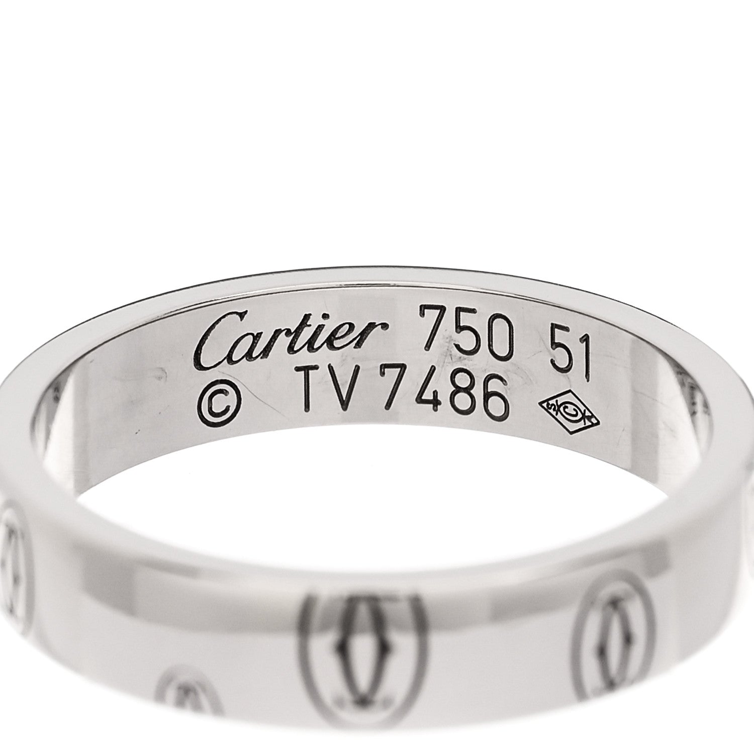Cartier 18K White Gold 4mm Happy Birthday Band Ring 51 5.75 4 of 5