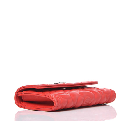 Chanel Goatskin Camellia Embossed Card Holder Red 4 of 13