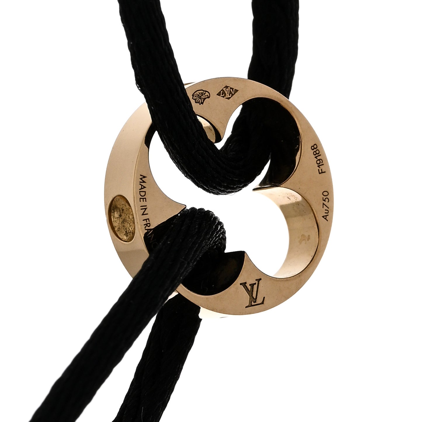 18K Yellow Gold Empreinte Adjustable Cord Bracelet Black