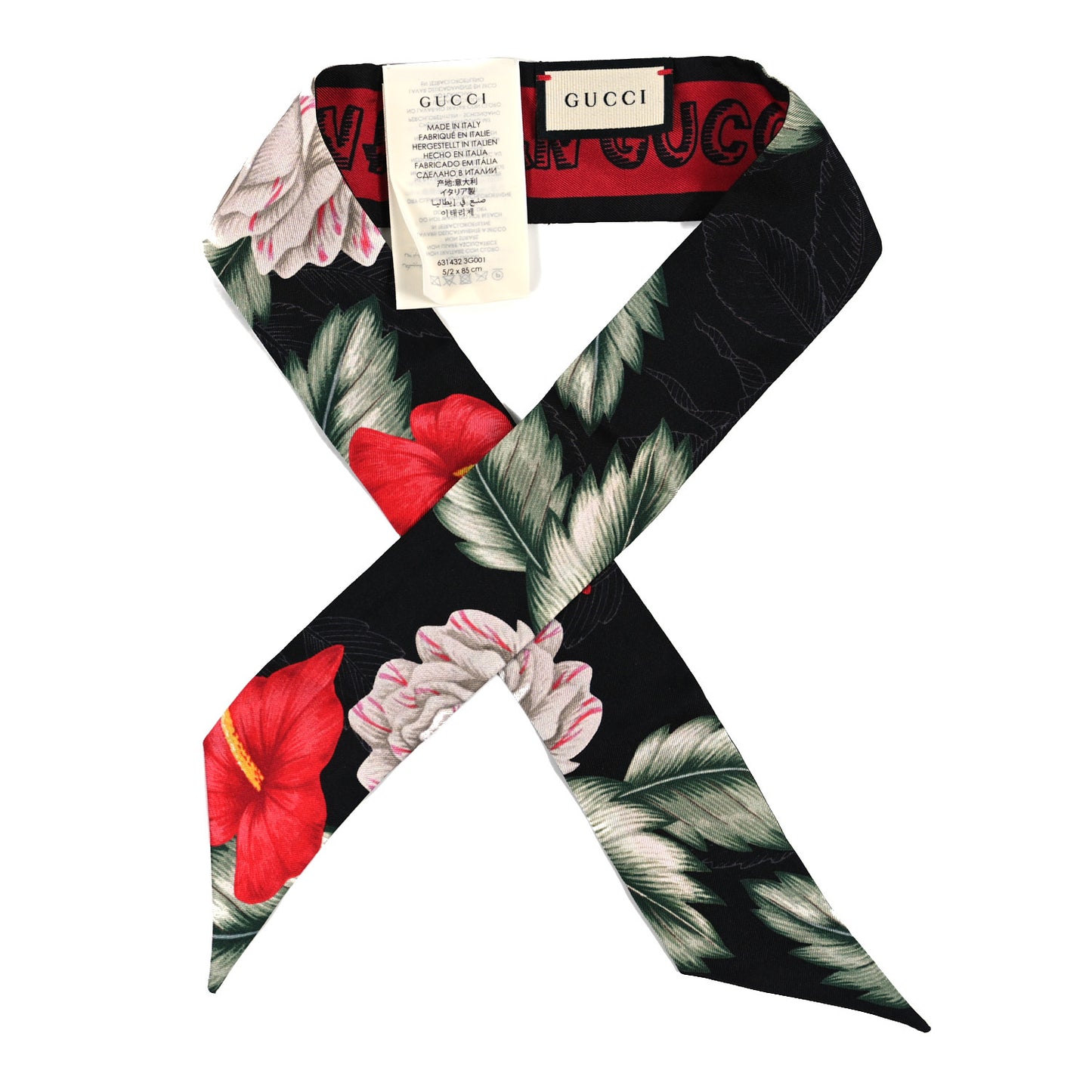 Silk Twill Haway Neck Bow Scarf Black