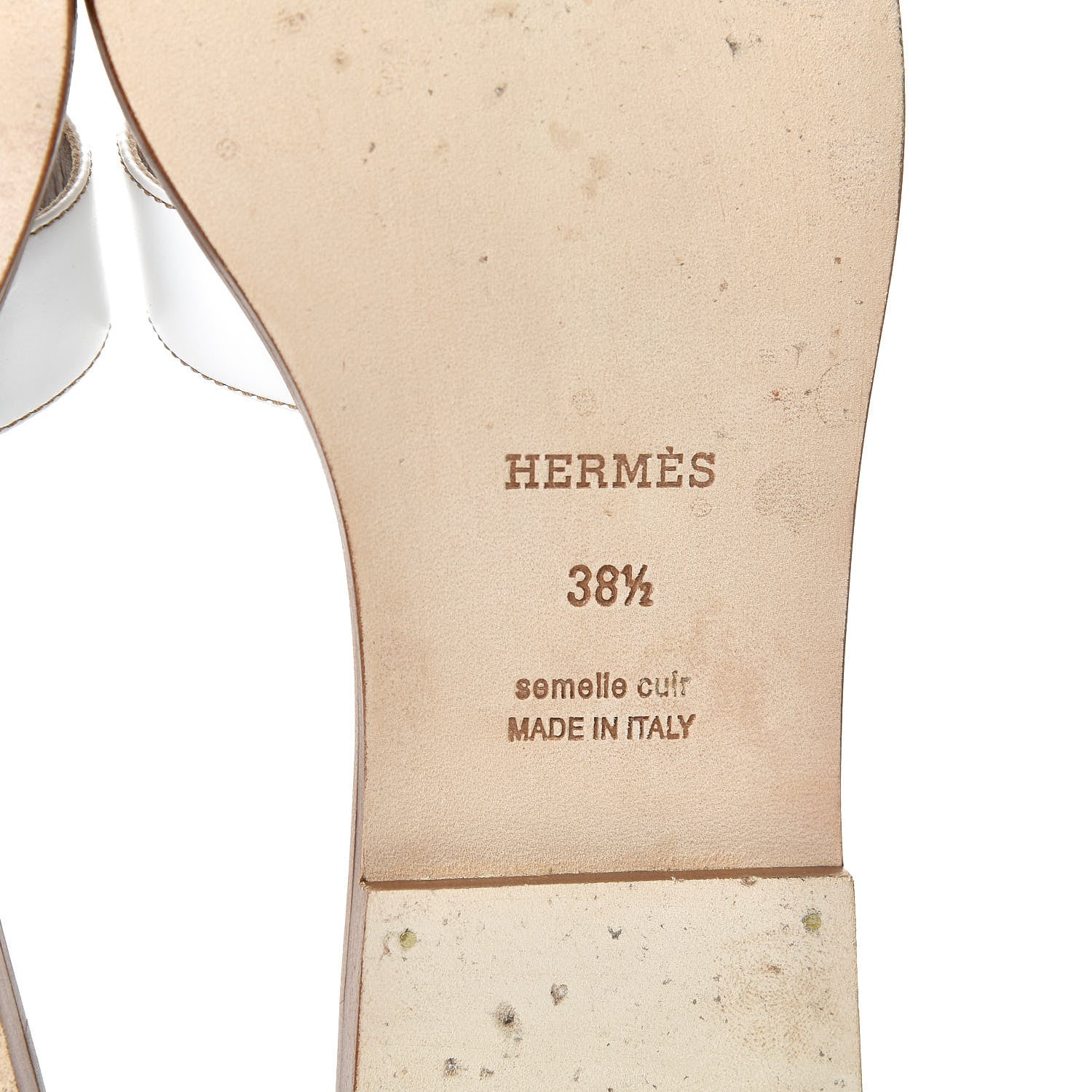 Hermes Box Calfskin Oran Sandals 38.5 White 6 of 9
