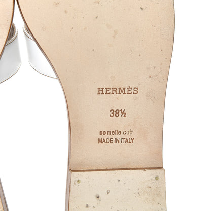 Hermes Box Calfskin Oran Sandals 38.5 White 6 of 9