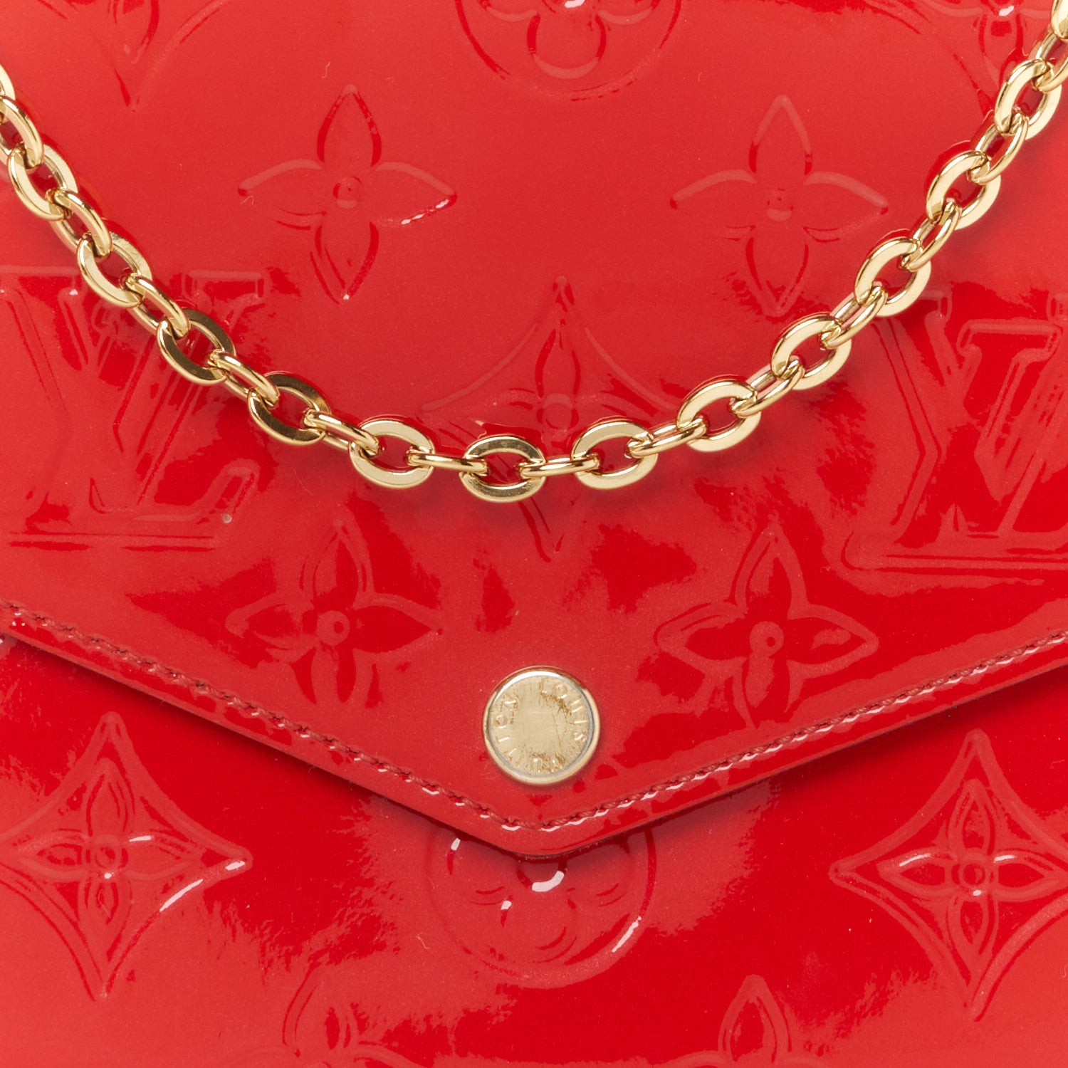 Louis Vuitton Vernis Felicie Pochette Chain Wallet Cherry 13 of 15