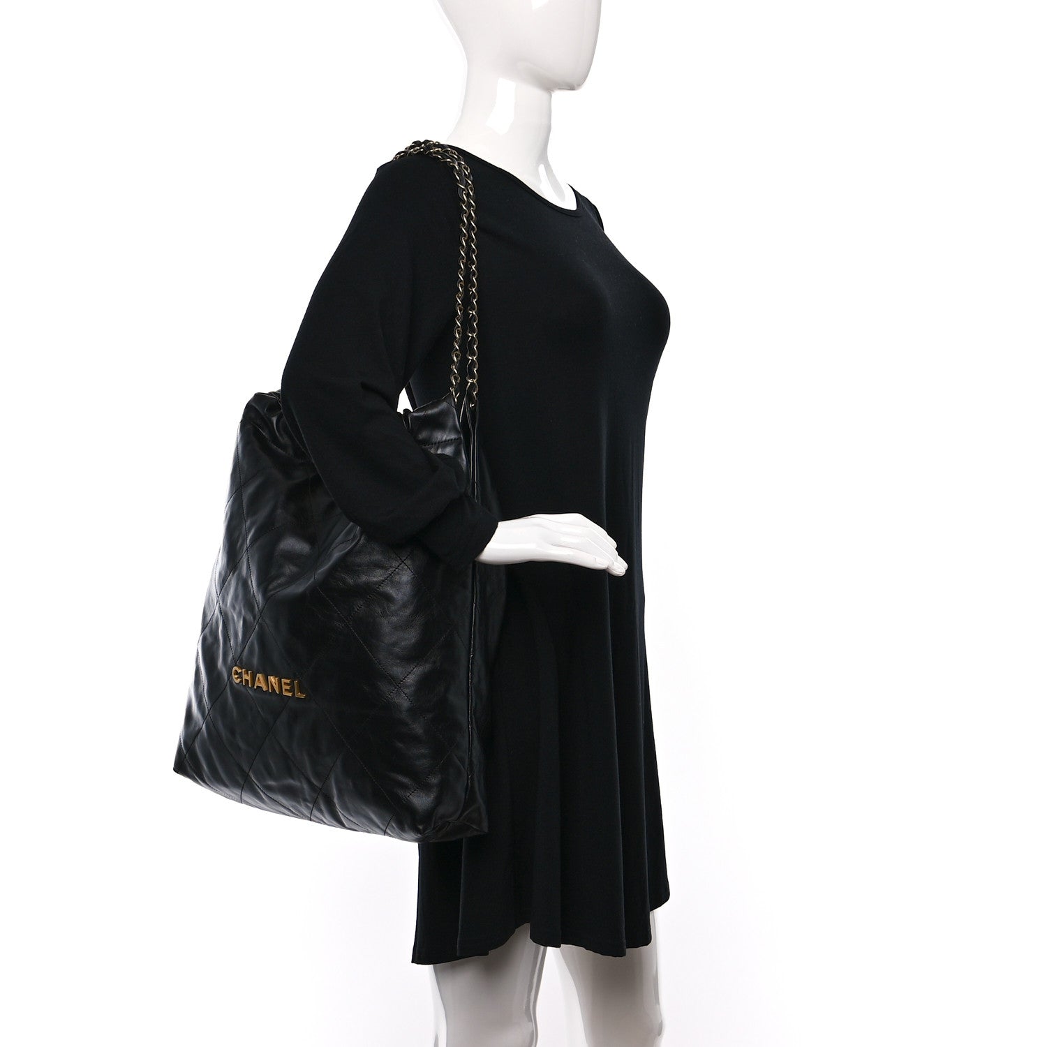 Chanel Shiny Calfskin Quilted Large Chanel 22 Black 3 of 10
