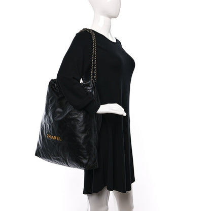 Chanel Shiny Calfskin Quilted Large Chanel 22 Black 3 of 10