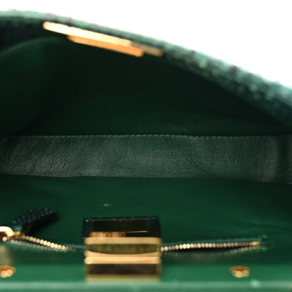 Fendi Snakeskin Shiny Nappa Mini Peekaboo Iconic Satchel Green 5 of 10