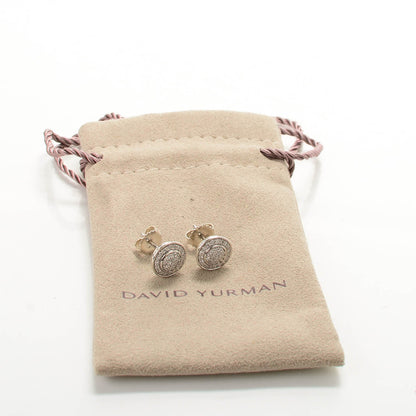 David Yurman Sterling Silver Pave Diamond 6mm Cerise Earrings 5 of 5