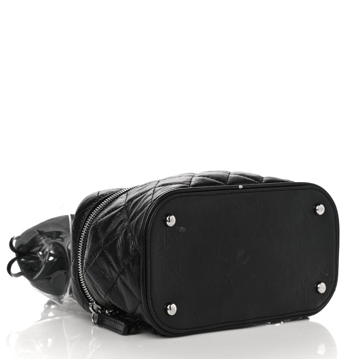 Crumpled Calfskin PVC Quilted Backpack Black