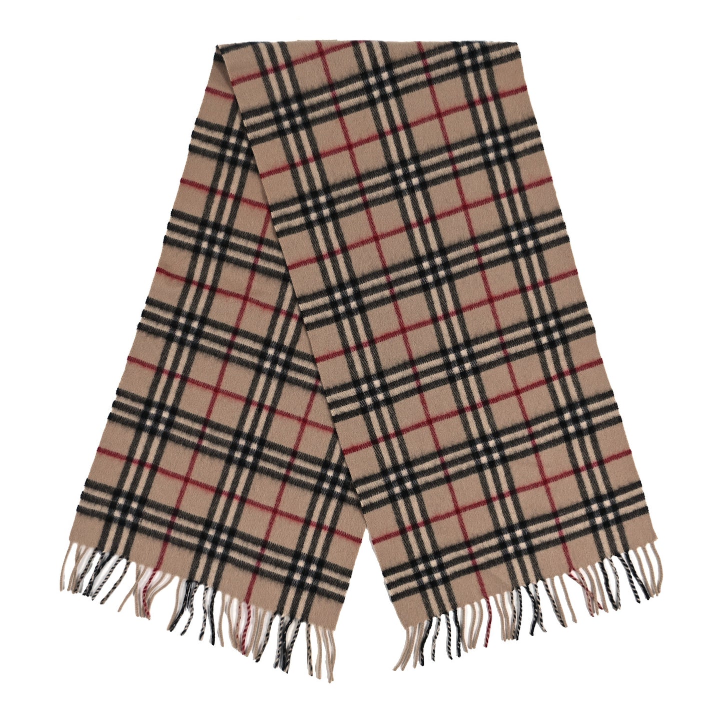 Cashmere House Check Fringe Scarf Camel
