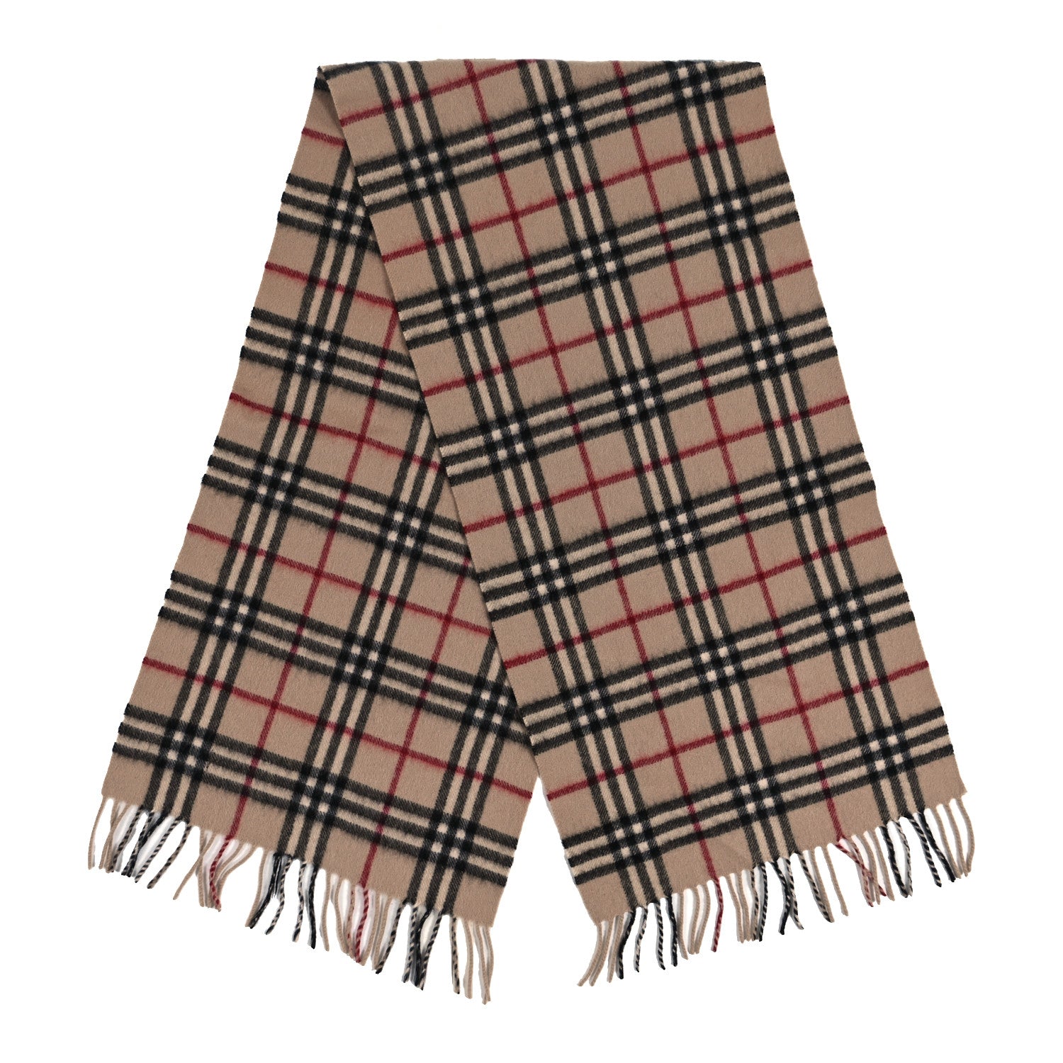 Burberry Cashmere House Check Fringe Scarf Camel 2 of 3