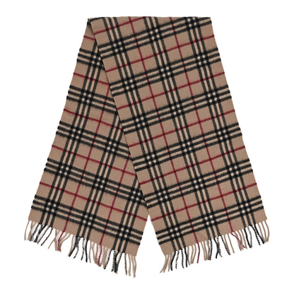 Burberry Cashmere House Check Fringe Scarf Camel 2 of 3