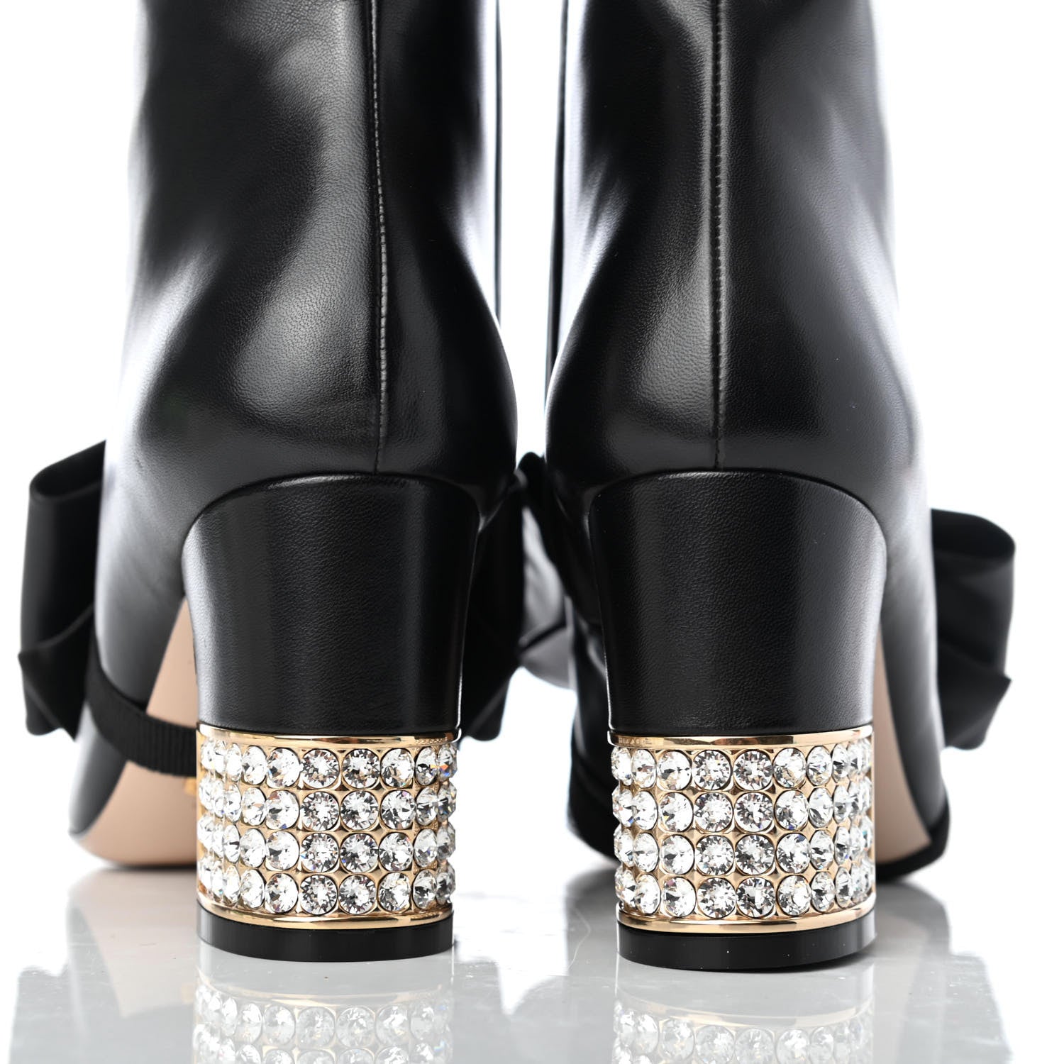 Gucci Nappa Removable Bow Candy Ankle Boots 39 Black 6 of 10