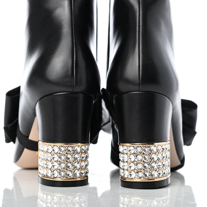 Gucci Nappa Removable Bow Candy Ankle Boots 39 Black 6 of 10