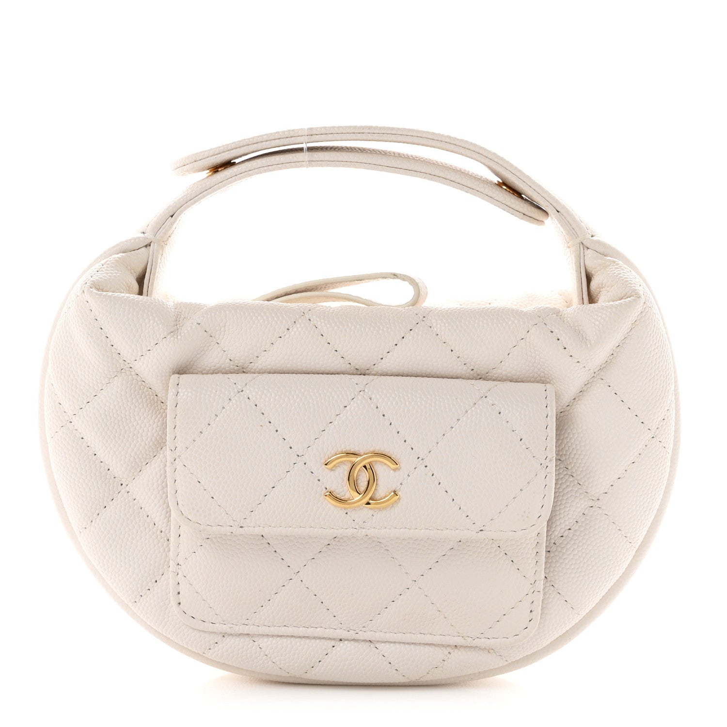 Chanel Caviar Quilted Polly Pocket Pouch Hobo White 1 of 10