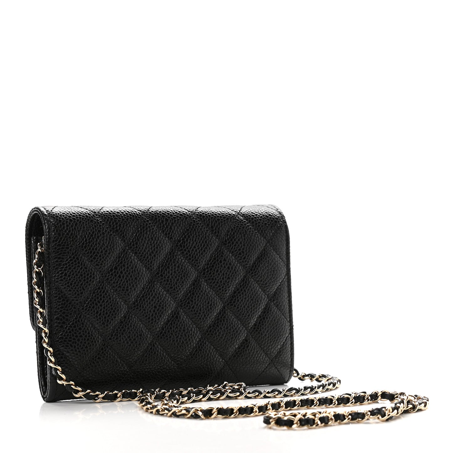 Caviar Quilted Classic Clutch With Chain Black