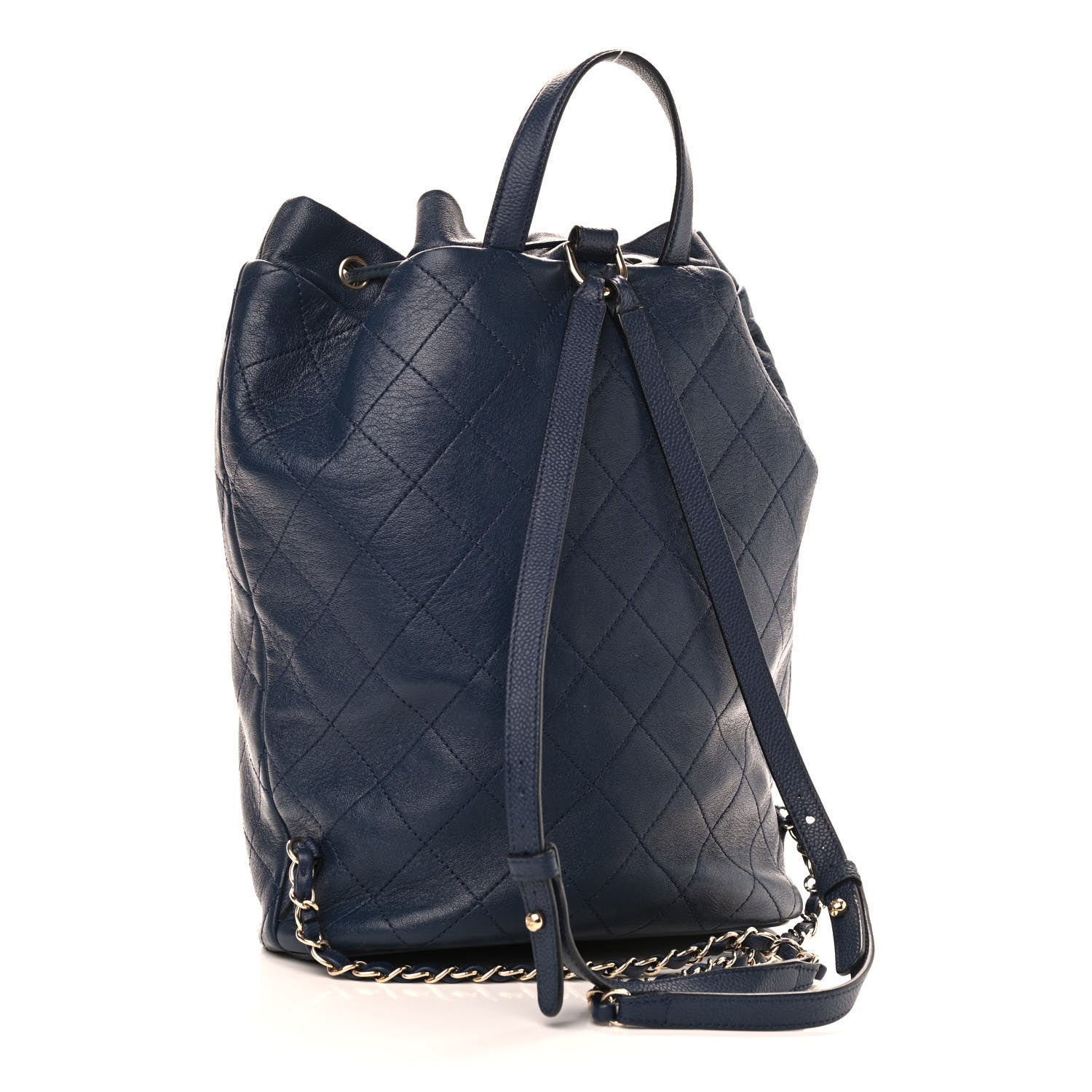 Chanel Sheepskin Caviar Quilted Daily Round Backpack Blue 3 of 10