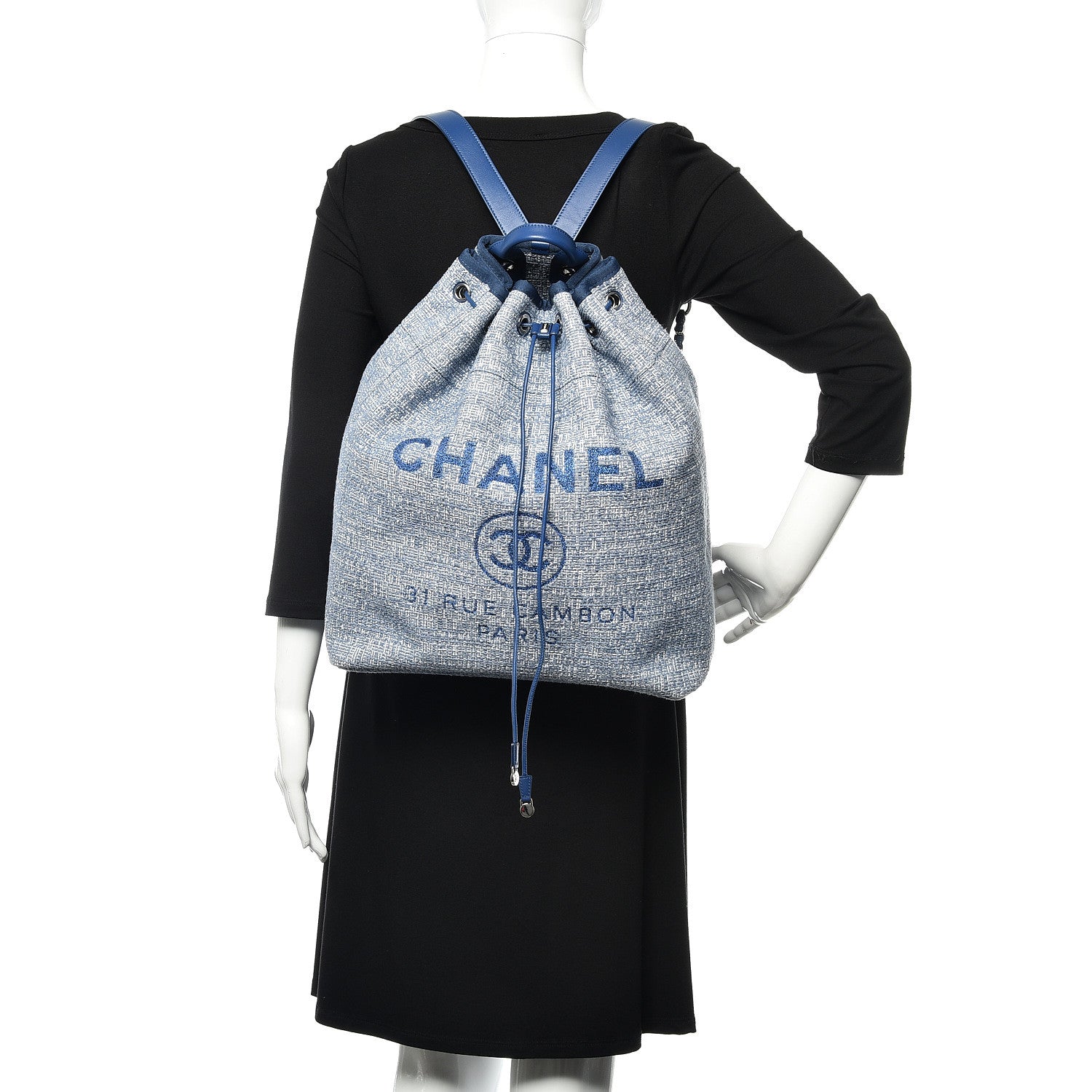 Chanel Canvas Large Deauville Backpack Blue 2 of 10