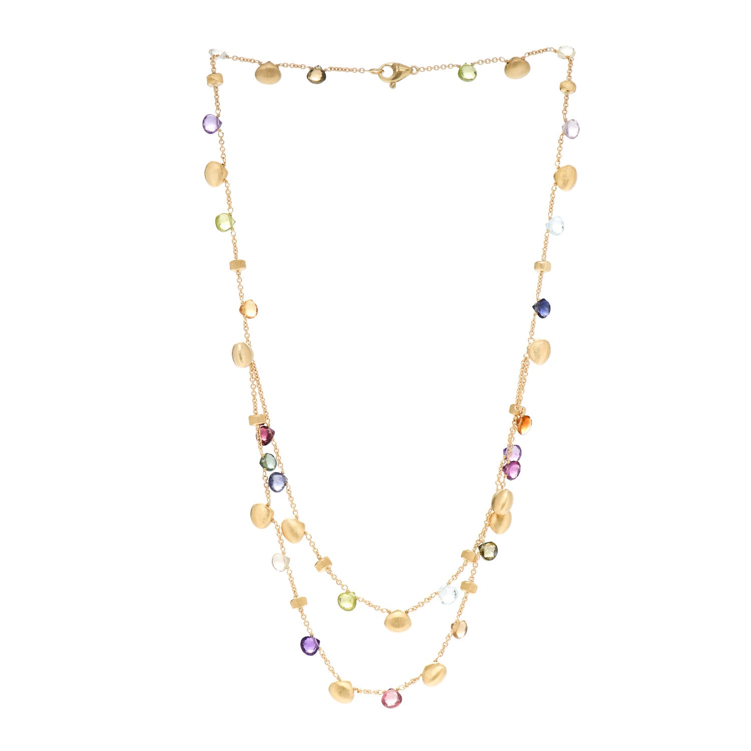 Marco Bicego 18K Yellow Gold Multi Gemstone Paradise Double Strand Necklace 3 of 5