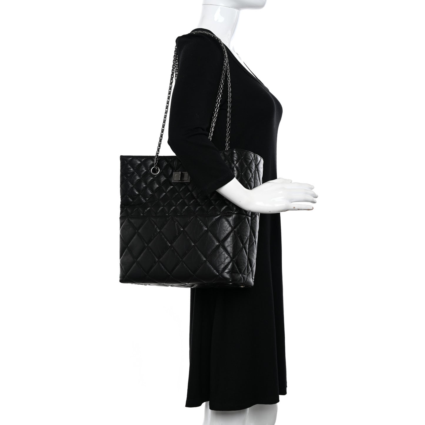 Aged Calfskin Quilted Reissue 2.55 Tote Black