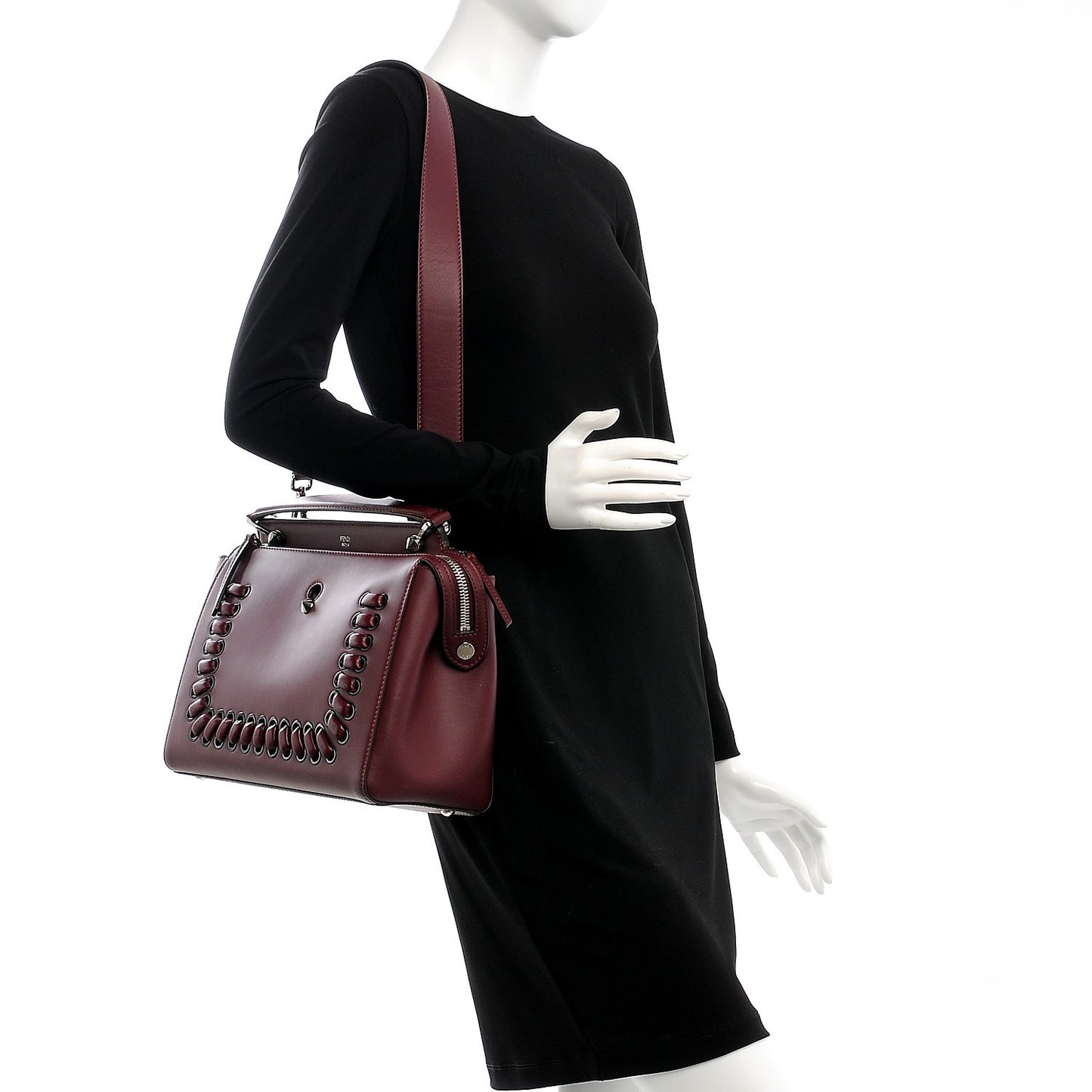 Vitello Baltico Dolce Shiny Nappa Lace Up DotCom Satchel Bordeaux