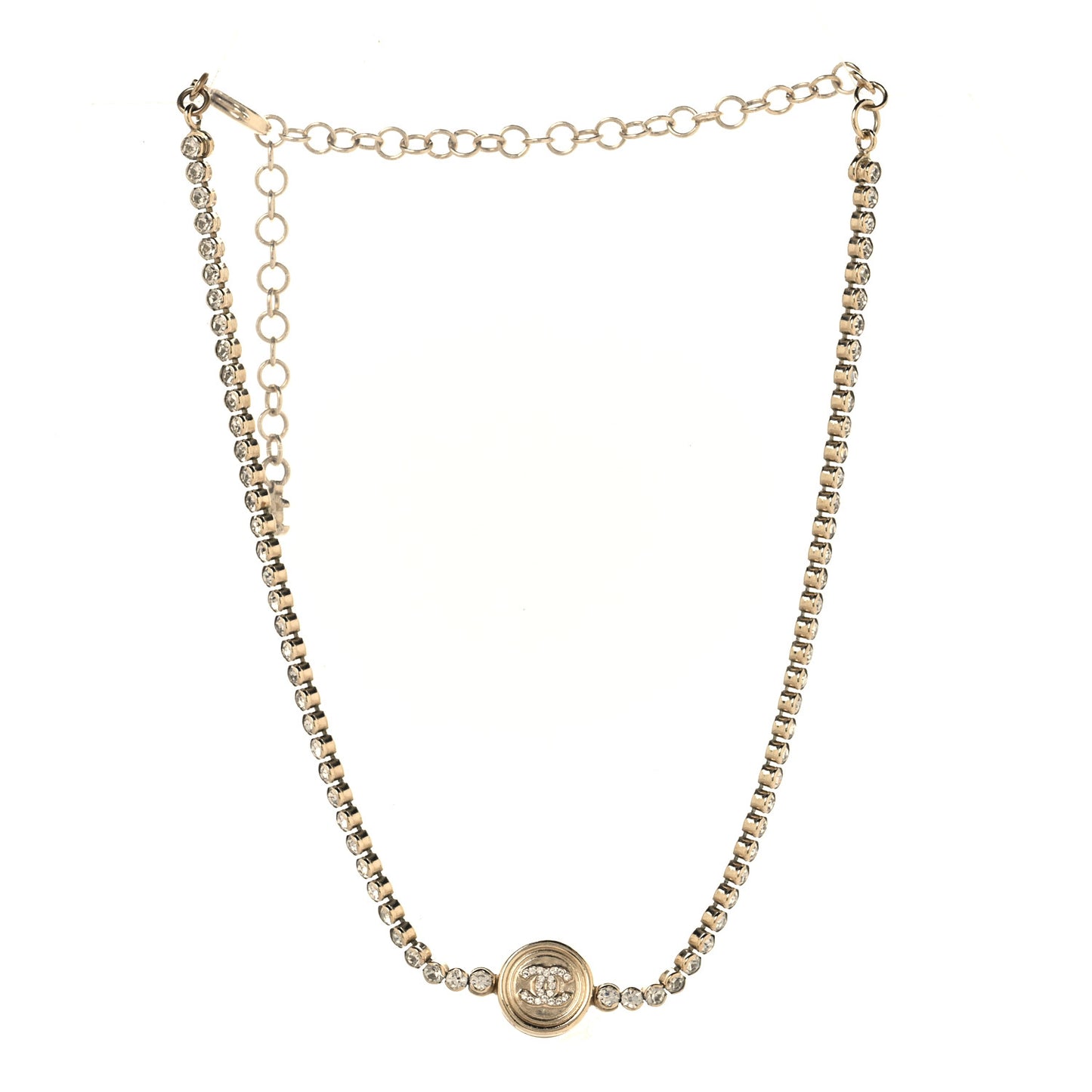 Crystal CC Chain Short Necklace Gold