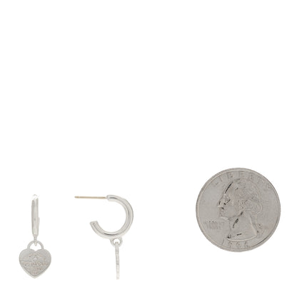 Tiffany Sterling Silver Diamond Mini Return To Tiffany Heart Hoop Earrings 2 of 5