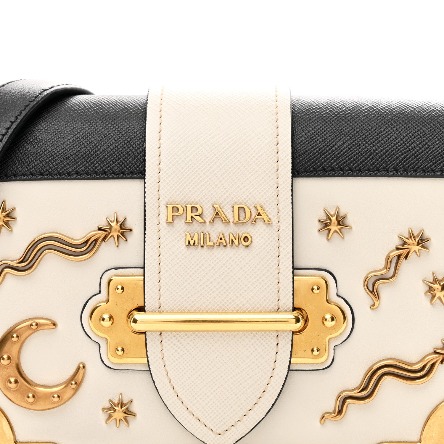 Prada City Calf Saffiano Astrology Cahier Bag Talco Black 8 of 10