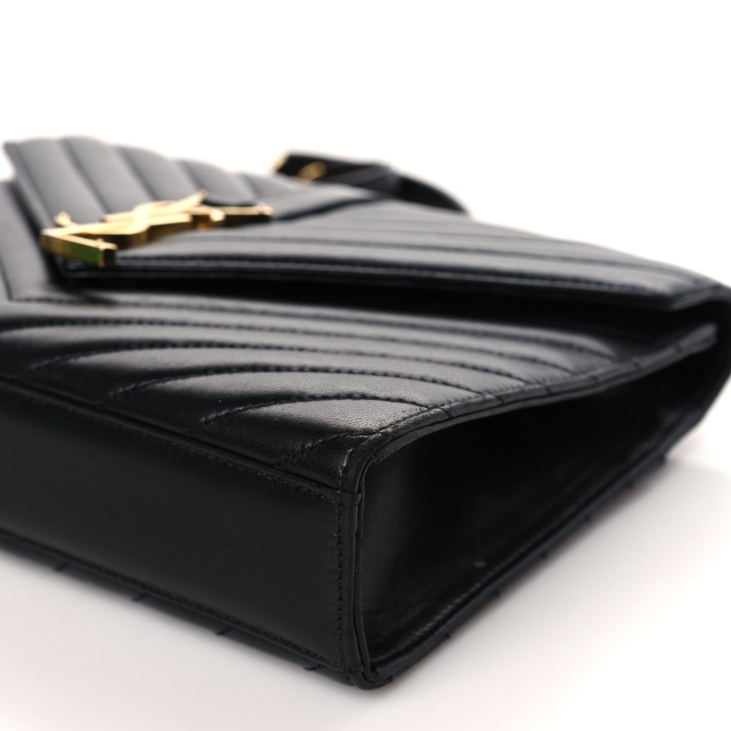 Lambskin Matelasse Chevron Medium Monogram Satchel Black