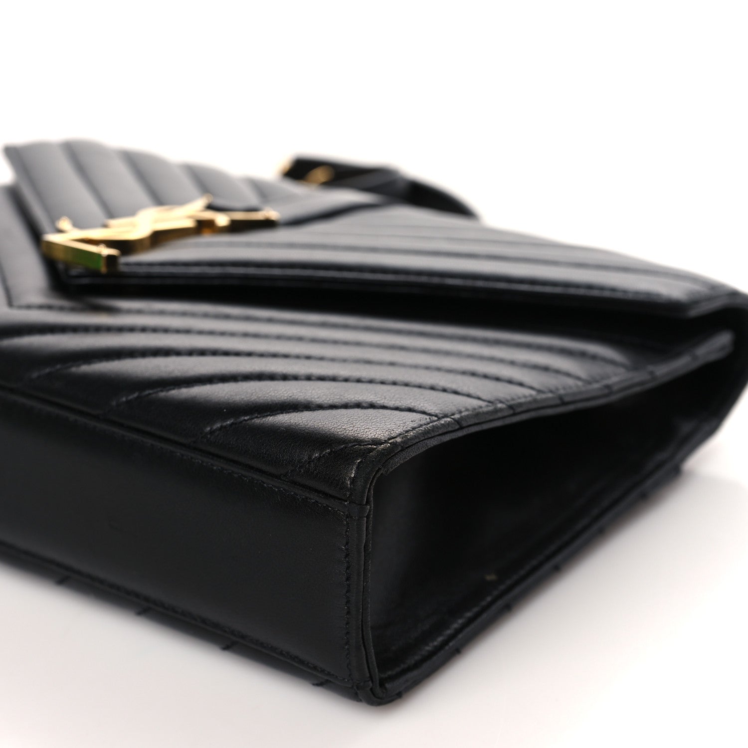 Saint Laurent Lambskin Matelasse Chevron Medium Monogram Satchel Black 8 of 8