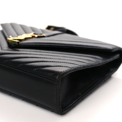 Saint Laurent Lambskin Matelasse Chevron Medium Monogram Satchel Black 8 of 8
