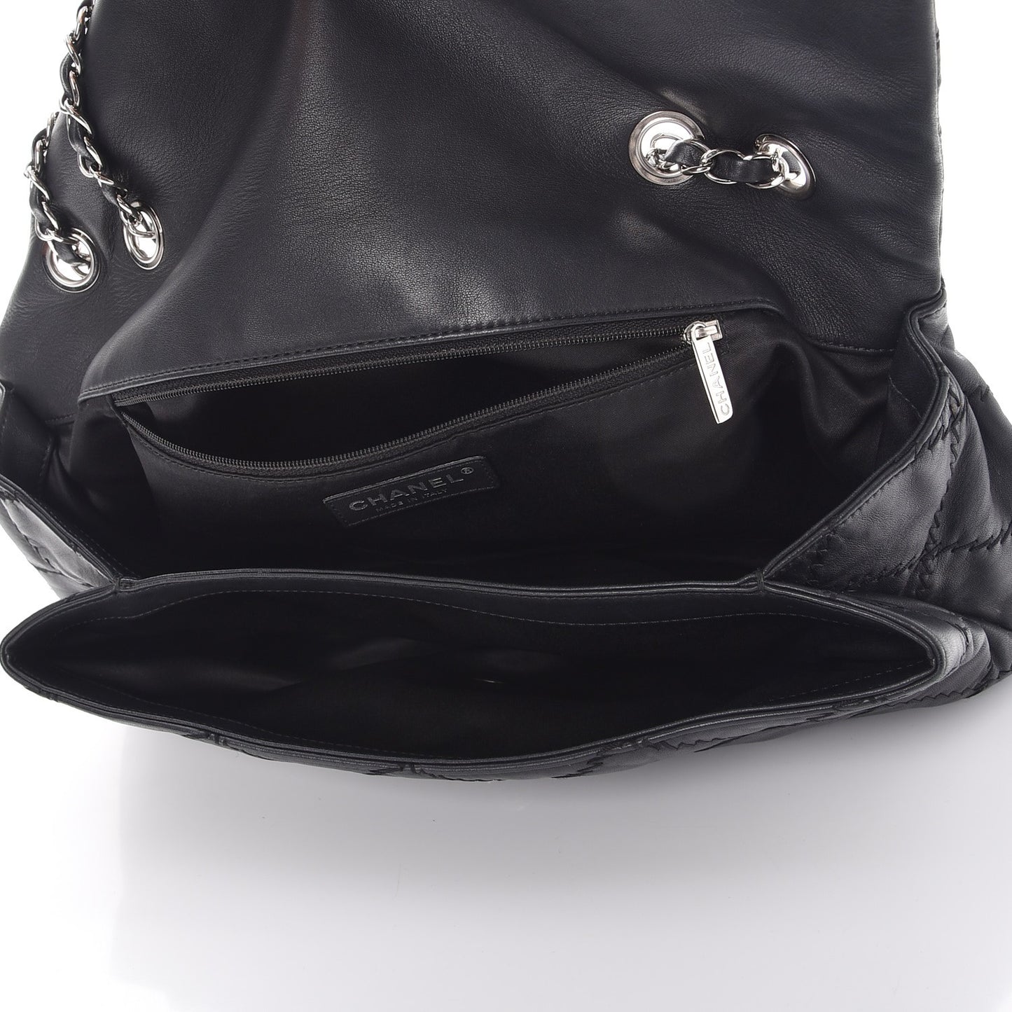 Lambskin Ultimate Stitch Maxi Flap Black