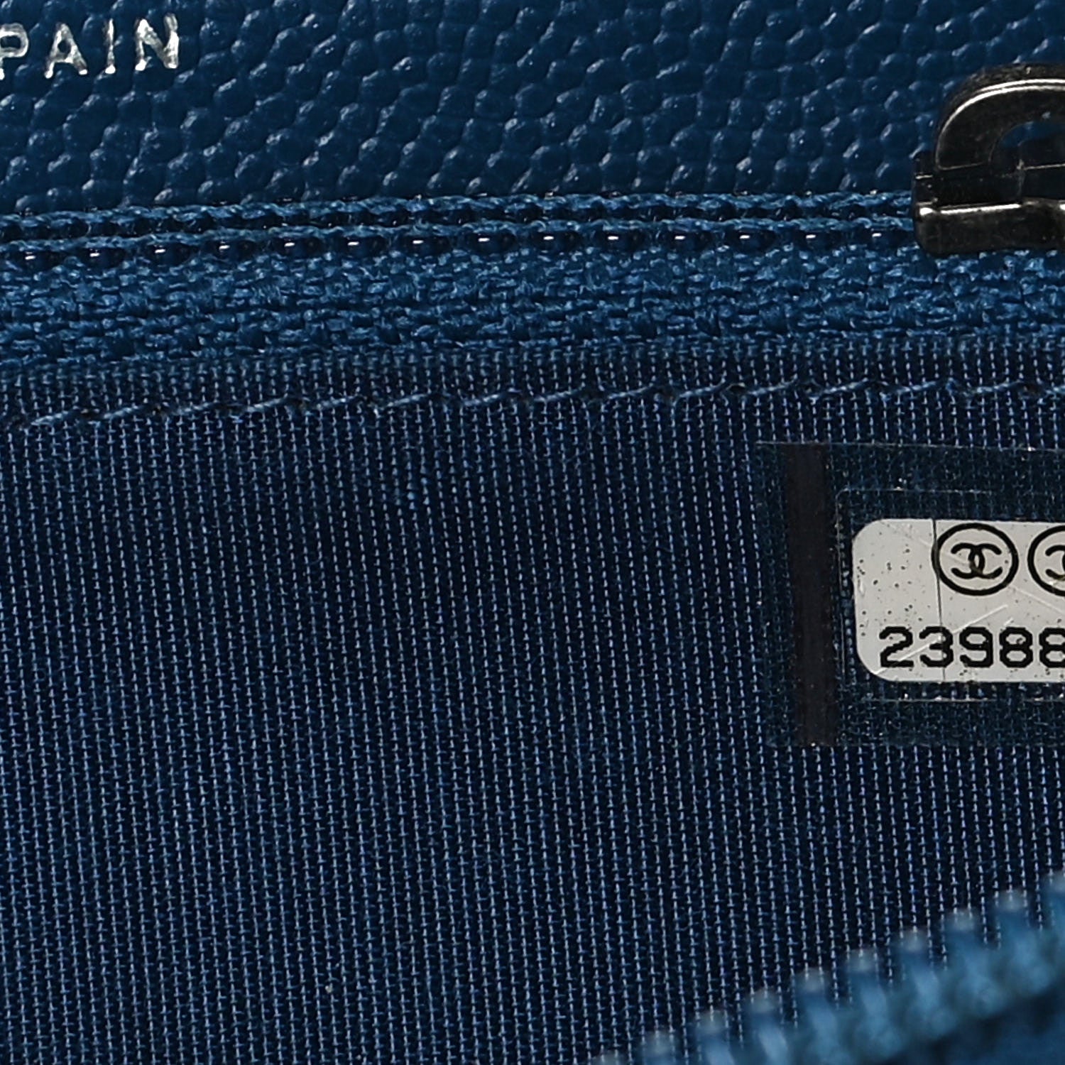 Chanel Caviar Quilted Boy Small Zip Around Wallet Blue 7 of 13