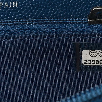 Chanel Caviar Quilted Boy Small Zip Around Wallet Blue 7 of 13
