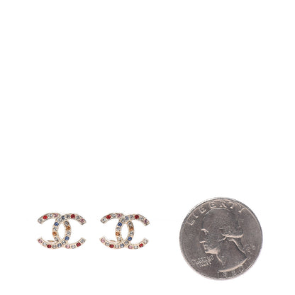 Chanel Crystal CC Earrings Gold Multicolor 2 of 5