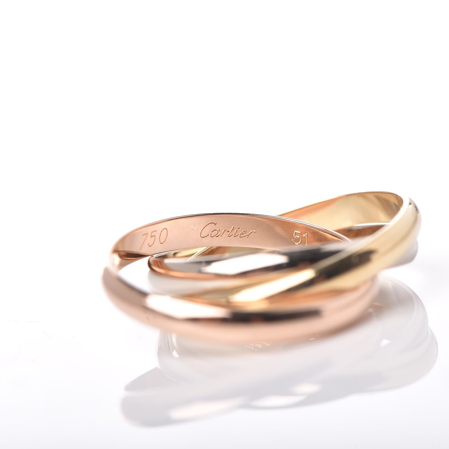 Cartier 18K Pink Yellow White Gold Small Trinity Ring 51 5.75 6 of 9