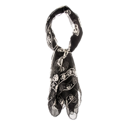 Alexander McQueen Silk Chiffon Skull Scarf Black Ivory 1 of 8