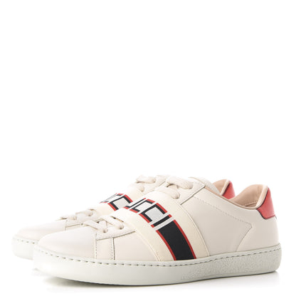 Gucci Calfskin Stripe Womens New Ace Sneakers 35 New Mystic White Ecru Red Flame 3 of 10